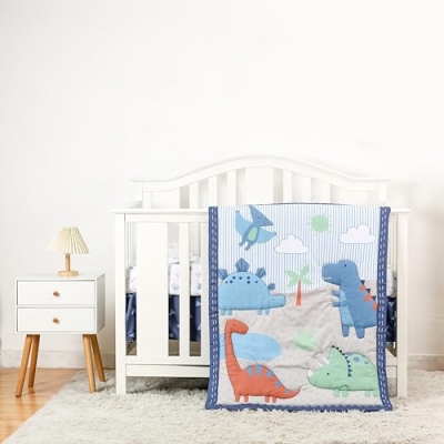 Product: MUTZOBIIBY Dinosaur Theme Nursery Crib Bedding Set for Boys 6 Pieces Standard Size Baby Boy Nursery Bedding Set