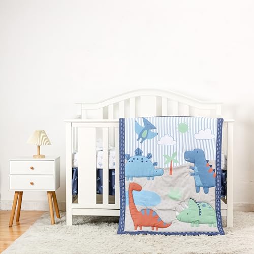 Product: MUTZOBIIBY Dinosaur Theme Nursery Crib Bedding Set for Boys 6 Pieces Standard Size Baby Boy Nursery Bedding Set
