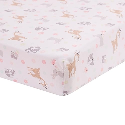 Product: MUTZOBIIBY Pink Floral Deer Nursery Crib Bedding Set for Girls 6 Pieces