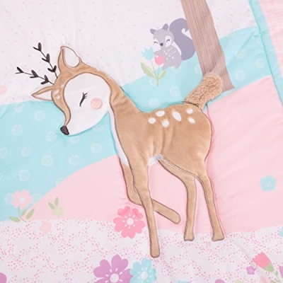 Product: MUTZOBIIBY Pink Floral Deer Nursery Crib Bedding Set for Girls 6 Pieces