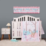 Product: MUTZOBIIBY Pink Floral Deer Nursery Crib Bedding Set for Girls 6 Pieces