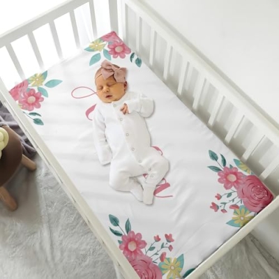 Product: Personalized Crib Bedding Set, Custom Name Newborn Baby Toddler Nursery Set with Blanket, Fitted Sheet, Pillowcase, for Girls Boys Newborn Gifts Rainbow Theme(Fixed Size)
