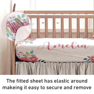 Product: Personalized Crib Bedding Set, Custom Name Newborn Baby Toddler Nursery Set with Blanket, Fitted Sheet, Pillowcase, for Girls Boys Newborn Gifts Rainbow Theme(Fixed Size)