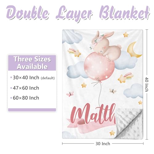 Product: Sunamd Custom Baby Crib Bedding Set, 3 PCS Personalized Name Pink Rabbit Theme Toddler Crib Sets, Double Layer Flannel Nursery Bedding Sets for Girls Boys, Baby Bed Set for Infant Kid Newborn Gifts