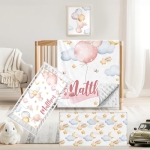 Product: Sunamd Custom Baby Crib Bedding Set, 3 PCS Personalized Name Pink Rabbit Theme Toddler Crib Sets, Double Layer Flannel Nursery Bedding Sets for Girls Boys, Baby Bed Set for Infant Kid Newborn Gifts