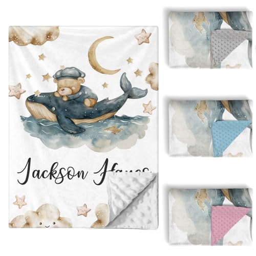 Personalized Baby Crib Bedding Set, 5 Piece Custom Name Nursery Decor, Soft Dotted Blanket, Breathable Cotton, 5 PCS 7 Product: Sunamd Custom Baby Crib Bedding Set, 5 PCS Personalized Name Baby Crib Sets for Girls Boys, Sleeping Bear Theme Nursery Bedding Sets for Infant Toddler, Double Layer Flannel Bed Set Customized Gifts