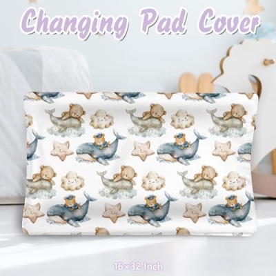 Personalized Baby Crib Bedding Set, 5 Piece Custom Name Nursery Decor, Soft Dotted Blanket, Breathable Cotton, 5 PCS 13 Product: Sunamd Custom Baby Crib Bedding Set, 5 PCS Personalized Name Baby Crib Sets for Girls Boys, Sleeping Bear Theme Nursery Bedding Sets for Infant Toddler, Double Layer Flannel Bed Set Customized Gifts