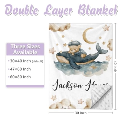 Personalized Baby Crib Bedding Set, 5 Piece Custom Name Nursery Decor, Soft Dotted Blanket, Breathable Cotton, 5 PCS 11 Product: Sunamd Custom Baby Crib Bedding Set, 5 PCS Personalized Name Baby Crib Sets for Girls Boys, Sleeping Bear Theme Nursery Bedding Sets for Infant Toddler, Double Layer Flannel Bed Set Customized Gifts