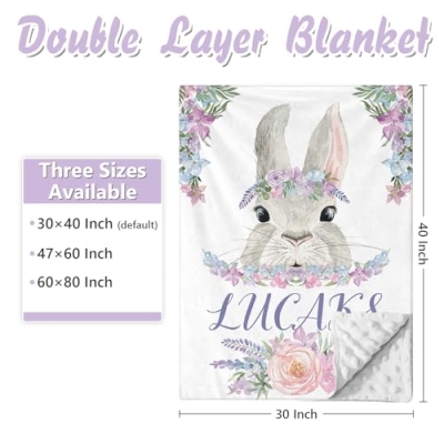 Personalized Rabbit Theme Custom Crib Bedding Set, Sunamd 3 Piece Baby Bed Set, Baby Name, 32.5cm 9 Product: Sunamd Custom Crib Bedding Set - Personalized Name Nursery Bedding Sets, 3 PCS Rabbit Theme Baby Crib Bedding Set for Girls Boys, Double Layer Baby Bed Sets for Infant Toddler Newborn Customized Gifts