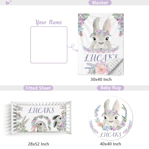 Personalized Rabbit Theme Custom Crib Bedding Set, Sunamd 3 Piece Baby Bed Set, Baby Name, 32.5cm 6 Product: Sunamd Custom Crib Bedding Set - Personalized Name Nursery Bedding Sets, 3 PCS Rabbit Theme Baby Crib Bedding Set for Girls Boys, Double Layer Baby Bed Sets for Infant Toddler Newborn Customized Gifts