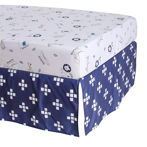 Product: Sweet baba Elephant Crib Bedding Set for Boys, 5 Pieces Nursery Set Including Quilt/Fitted Sheet/Crib Skirt/Diaper Bag/Blanket, Grey/White