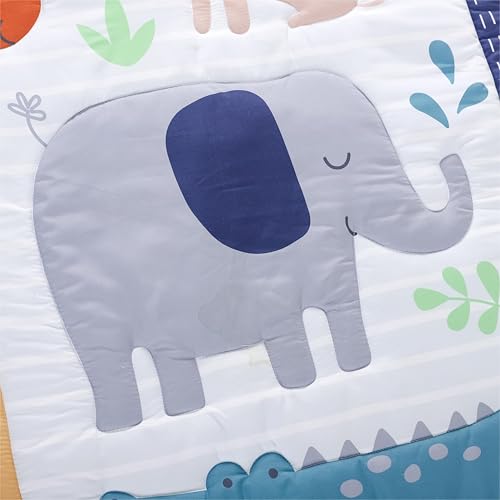 Product: Sweet baba Elephant Crib Bedding Set for Boys, 5 Pieces Nursery Set Including Quilt/Fitted Sheet/Crib Skirt/Diaper Bag/Blanket, Grey/White