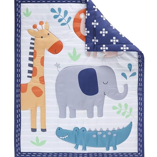 Product: Sweet baba Elephant Crib Bedding Set for Boys, 5 Pieces Nursery Set Including Quilt/Fitted Sheet/Crib Skirt/Diaper Bag/Blanket, Grey/White