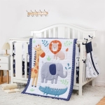 Product: Sweet baba Elephant Crib Bedding Set for Boys, 5 Pieces Nursery Set Including Quilt/Fitted Sheet/Crib Skirt/Diaper Bag/Blanket, Grey/White