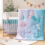 Product: TCOYIWL 4-Piece Crib Bedding Set for Boys Girls, Infant Toddler Nursery Baby Bedding Sets Includes Cartoon Quilt, Fitted Crib Sheet, Crib Skirt and Plush Toy (Mermaid)