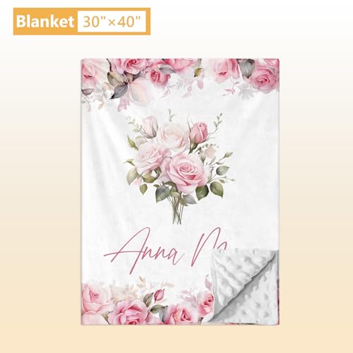 Personalized Pink Flowers Custom Crib Bedding Set, 5 Piece Baby Girl Nursery Set, Double Layer Blanket, 32.5cm 2 Product: Terwex Custom Crib Bedding Set - 5 Pcs Personalized Name Pink Flowers Baby Crib Set for Infant Toddler Girl - Comfortable Double Layer Nursery Bedding Set - Customized Present for Birthday Baby Shower