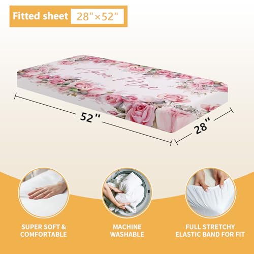 Personalized Pink Flowers Custom Crib Bedding Set, 5 Piece Baby Girl Nursery Set, Double Layer Blanket, 32.5cm 3 Product: Terwex Custom Crib Bedding Set - 5 Pcs Personalized Name Pink Flowers Baby Crib Set for Infant Toddler Girl - Comfortable Double Layer Nursery Bedding Set - Customized Present for Birthday Baby Shower