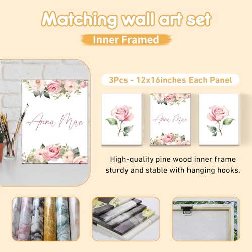 Personalized Pink Flowers Custom Crib Bedding Set, 5 Piece Baby Girl Nursery Set, Double Layer Blanket, 32.5cm 5 Product: Terwex Custom Crib Bedding Set - 5 Pcs Personalized Name Pink Flowers Baby Crib Set for Infant Toddler Girl - Comfortable Double Layer Nursery Bedding Set - Customized Present for Birthday Baby Shower