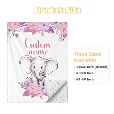Product: Terwex Personalized Baby Bedding Set - 3 Pcs Custom Name Crib Bedding Set for Nursery, Soft Double Layer Baby Crib Set for Boys Girls, Customized Gifts for New Parents Infant Toddler, Purple Elephant
