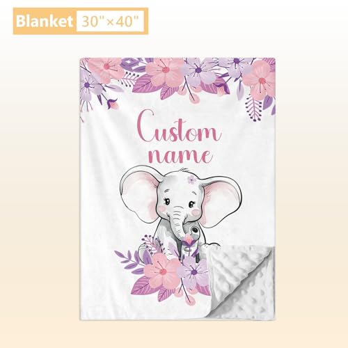 Product: Terwex Personalized Baby Bedding Set - 3 Pcs Custom Name Crib Bedding Set for Nursery, Soft Double Layer Baby Crib Set for Boys Girls, Customized Gifts for New Parents Infant Toddler, Purple Elephant