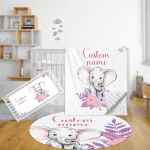 Product: Terwex Personalized Baby Bedding Set - 3 Pcs Custom Name Crib Bedding Set for Nursery, Soft Double Layer Baby Crib Set for Boys Girls, Customized Gifts for New Parents Infant Toddler, Purple Elephant