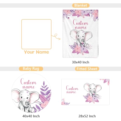 Product: Terwex Personalized Baby Bedding Set - 3 Pcs Custom Name Crib Bedding Set for Nursery, Soft Double Layer Baby Crib Set for Boys Girls, Customized Gifts for New Parents Infant Toddler, Purple Elephant