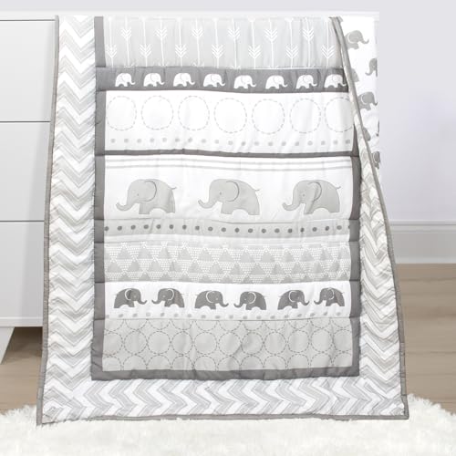 Peanutshell Grey Elephant Baby Crib Bedding Set, 4 Piece Nursery Set, Fitted Sheet, Dust Ruffle, Comforter, Plush Toy, 28x52in 6 Product: The Peanutshell 4 Piece Baby Crib Bedding Set for Boys & Girls - Newborn, Infant & Toddler Nursery Bed Set with Fitted Crib Sheet, Dust Ruffle Comforter, Plush Elephant Toy, Grey Elephant Decor