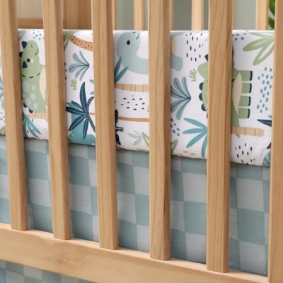 Product: The Peanutshell Baby Crib Bedding Set for Boys - 3 Pieces - Newborn, Infant & Toddler Bed - Dino Fitted Crib Sheet and Plush Baby Blanket Set with Checkered Dust Ruffle - Dinosaur Nursery Decor