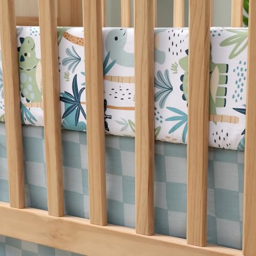 Product: The Peanutshell Baby Crib Bedding Set for Boys - 3 Pieces - Newborn, Infant & Toddler Bed - Dino Fitted Crib Sheet and Plush Baby Blanket Set with Checkered Dust Ruffle - Dinosaur Nursery Decor