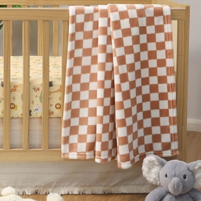 Product: The Peanutshell Baby Crib Bedding Set for Boys or Girls - 3 Pieces - Newborn, Infant & Toddler Bed - Checkered Baby Blanket Set with Fitted Crib Sheet, Dust Ruffle - Elephant Safari Nursery Decor