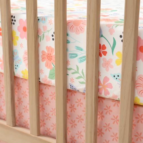 Product: The Peanutshell Baby Crib Bedding Set for Girls - 3 Pieces - Newborn, Infant & Toddler Bed - Pink Baby Blanket Set with Fitted Crib Sheet, Dust Ruffle - Wildflower Boho Floral Girl Nursery Décor