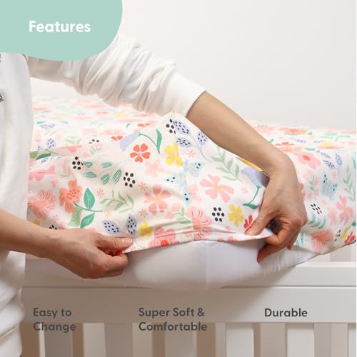 Product: The Peanutshell Baby Crib Bedding Set for Girls - 3 Pieces - Newborn, Infant & Toddler Bed - Pink Baby Blanket Set with Fitted Crib Sheet, Dust Ruffle - Wildflower Boho Floral Girl Nursery Décor