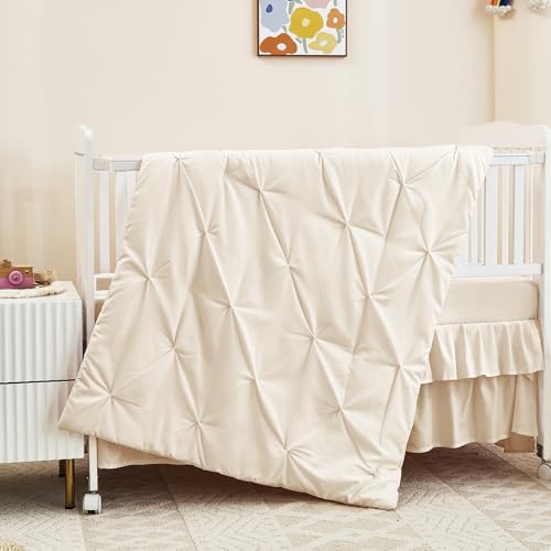 Nursery Bedding Set, Ultra Soft Beige Crib Comforter Sheet Skirt, 3 Piece Baby Bedding Set, 45 x 35 Inches 1 Product: Ultra Soft 3 Piece Nursery Pinch Pleated Bedding Set - Nursery Bedding Set Includes Crib Comforter, Sheet & Skirt - Beige