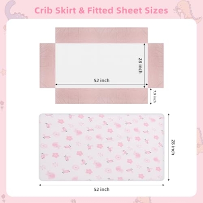Product: YCDTMY 3 Piece Baby Crib Bedding Set for Girls, Baby Bedding Includes Comforter, Fitted Sheet, Skirt, Newborn Infant & Toddler Standard Size Bed Set, Pink Elephant