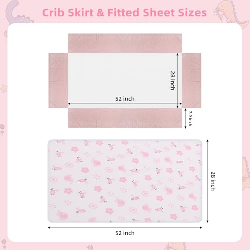 Product: YCDTMY 3 Piece Baby Crib Bedding Set for Girls, Baby Bedding Includes Comforter, Fitted Sheet, Skirt, Newborn Infant & Toddler Standard Size Bed Set, Pink Elephant