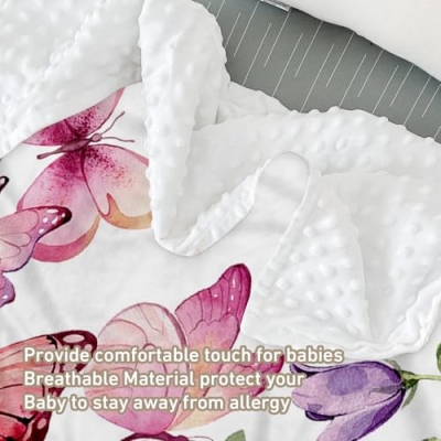 Personalized Pink Butterfly 3 Piece Crib Bedding Set, Custom Name Baby Bedding Set, Floral Nursery 30x40in 30x40in 13 Product: YISMEET Custom Name Crib Bedding Set 3-Piece, Personalized Baby Bedding Set with Soft Blanket, Fitted Sheet, Changing Pad Cover, Ideal for Baby Girls, Pink Butterfly Pattern