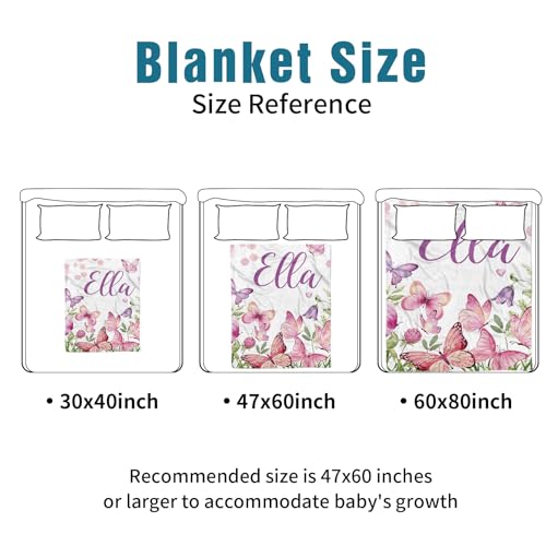 Personalized Pink Butterfly 3 Piece Crib Bedding Set, Custom Name Baby Bedding Set, Floral Nursery 30x40in 30x40in 6 Product: YISMEET Custom Name Crib Bedding Set 3-Piece, Personalized Baby Bedding Set with Soft Blanket, Fitted Sheet, Changing Pad Cover, Ideal for Baby Girls, Pink Butterfly Pattern