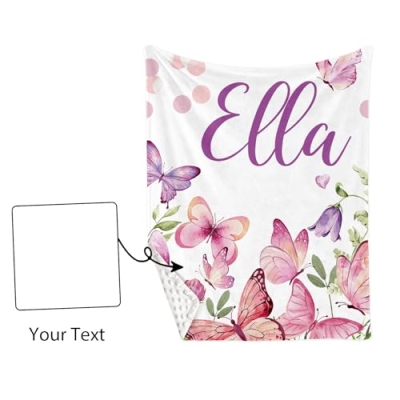 Personalized Pink Butterfly 3 Piece Crib Bedding Set, Custom Name Baby Bedding Set, Floral Nursery 30x40in 30x40in 15 Product: YISMEET Custom Name Crib Bedding Set 3-Piece, Personalized Baby Bedding Set with Soft Blanket, Fitted Sheet, Changing Pad Cover, Ideal for Baby Girls, Pink Butterfly Pattern