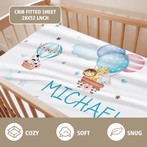 Personalized Hot Air Balloon Nursery Bedding Set, Custom Name Crib Set, 3 Piece Girls Nursery Gift, 30x40in 4 Product: YISMEET Custom Name Crib Bedding Set - Hot Air Balloon Tours Pattern, Personalized Nursery Bedding 3-Piece Set– Soft Blanket, Fitted Sheet, Changing Pad Cover – for Newborns Girls Nursery Gifts
