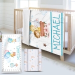 Product: YISMEET Custom Name Crib Bedding Set - Hot Air Balloon Tours Pattern, Personalized Nursery Bedding 3-Piece Set– Soft Blanket, Fitted Sheet, Changing Pad Cover – for Newborns Girls Nursery Gifts