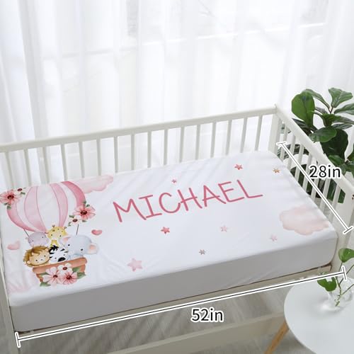 Product: YISMEET Custom Name Crib Bedding Set, Personalized Nursery Bedding 3-Piece Set– Soft Blanket, Fitted Sheet, Room Rug – Perfect Nursery Gifts for Newborns, Pink Animal Tour Theme for Baby Girls