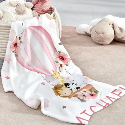 Product: YISMEET Custom Name Crib Bedding Set, Personalized Nursery Bedding 3-Piece Set– Soft Blanket, Fitted Sheet, Room Rug – Perfect Nursery Gifts for Newborns, Pink Animal Tour Theme for Baby Girls