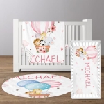 Product: YISMEET Custom Name Crib Bedding Set, Personalized Nursery Bedding 3-Piece Set– Soft Blanket, Fitted Sheet, Room Rug – Perfect Nursery Gifts for Newborns, Pink Animal Tour Theme for Baby Girls
