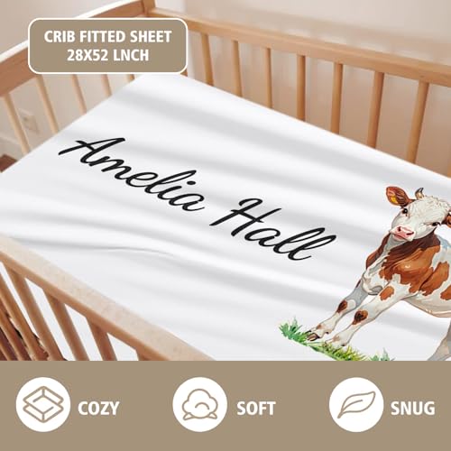 Product: YISMEET Personalized Baby Crib Bedding Set: 3 Piece Custom Crib Bed Set with Name, Nursery Bedding Set for Baby Girls, Newborn Boys Crib Sets, Orange Farm Theme Baby Bedding Set, Perfect Nursery Gift