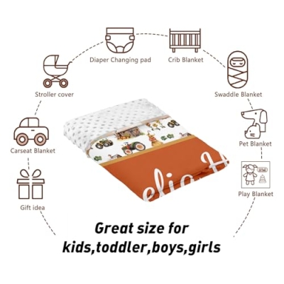Product: YISMEET Personalized Baby Crib Bedding Set: 3 Piece Custom Crib Bed Set with Name, Nursery Bedding Set for Baby Girls, Newborn Boys Crib Sets, Orange Farm Theme Baby Bedding Set, Perfect Nursery Gift