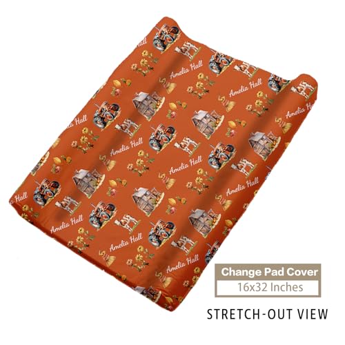 Product: YISMEET Personalized Baby Crib Bedding Set: 3 Piece Custom Crib Bed Set with Name, Nursery Bedding Set for Baby Girls, Newborn Boys Crib Sets, Orange Farm Theme Baby Bedding Set, Perfect Nursery Gift